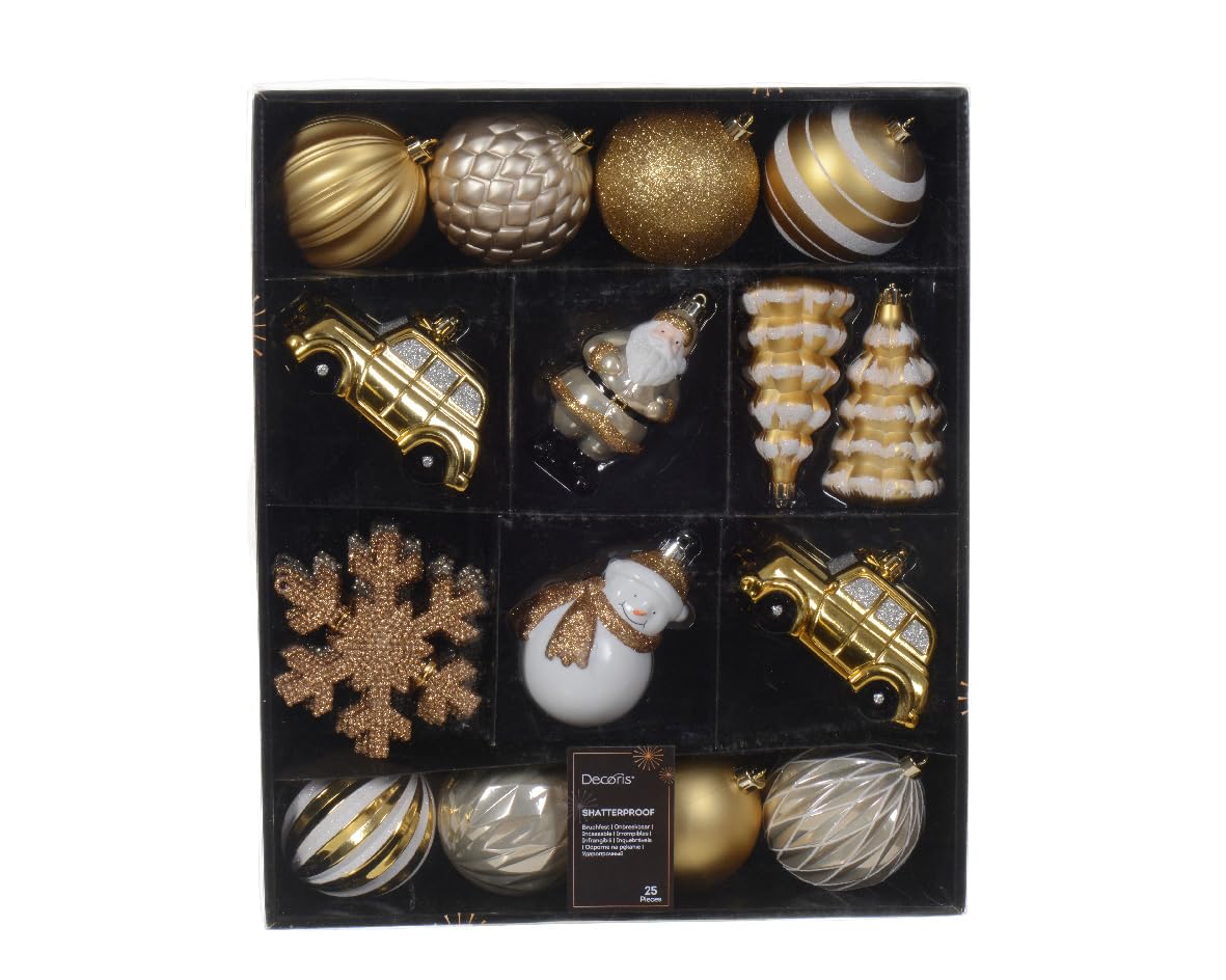 Kaemingk Decoris Christmas 29115 Shiny Finish Matt and Glitter Shatterproof Christmas Ornament Mixbox