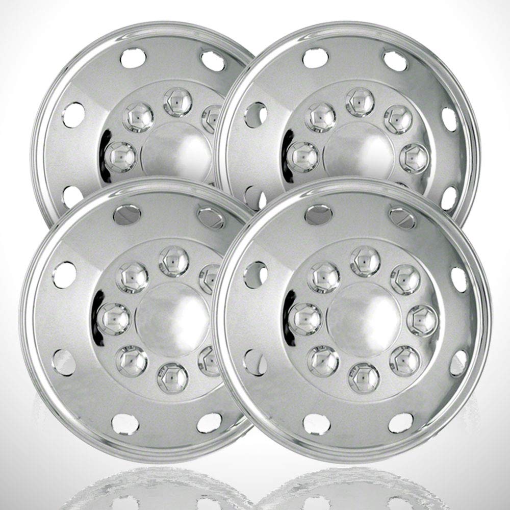 4-Pack of 16' Metal Clip Retention Chrome 8 Hole Wheel Simulators