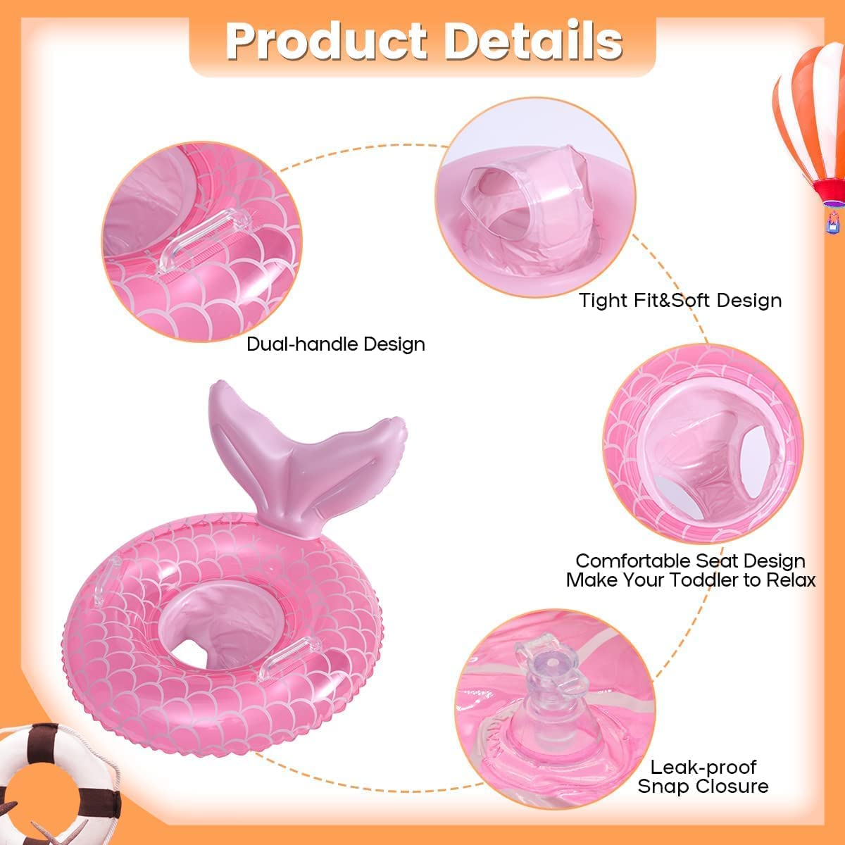 Pipihome Baby Anello di Nuoto per 6-36 mesi, Salvagente Neonato Gonfiabile per Bambini con Sedile, Ciambella Gonfiabile Accessori per il Della Piscina per Neonati e Bambini Piccoli