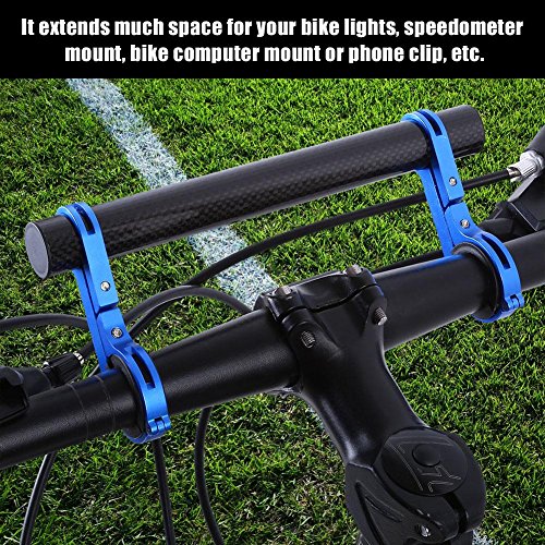 Prolunga Manubrio Bici In Alluminio Da 20 Cm - Supporto Universale Per Luci, GPS, Telefono E Tachimetro - Estensione Doppia Morsa Con Protezione Antigraffio - 2