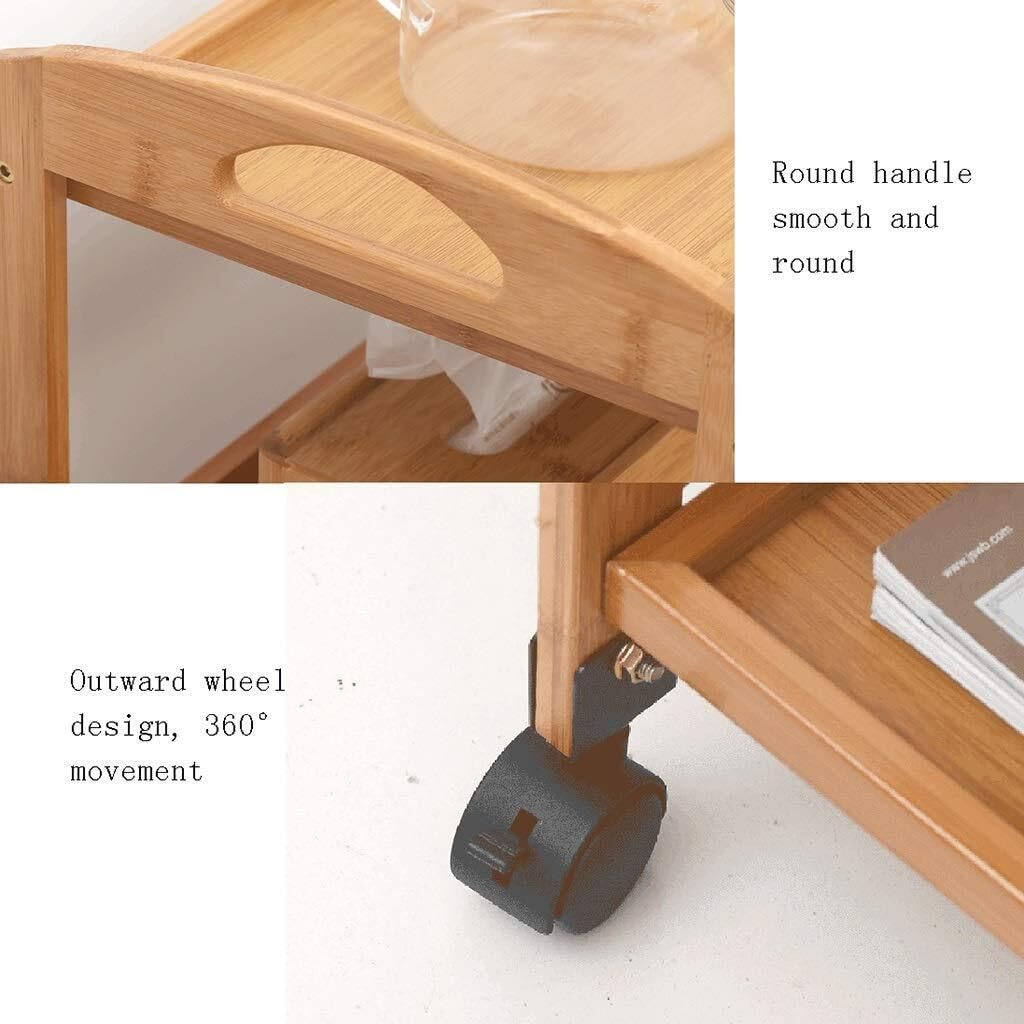 Carrito de Cocina de Madera con estantes y Ruedas, Multiusos para Servir té, Vino y Utensilios, Ideal para el hogar, restaurantes y hoteles.