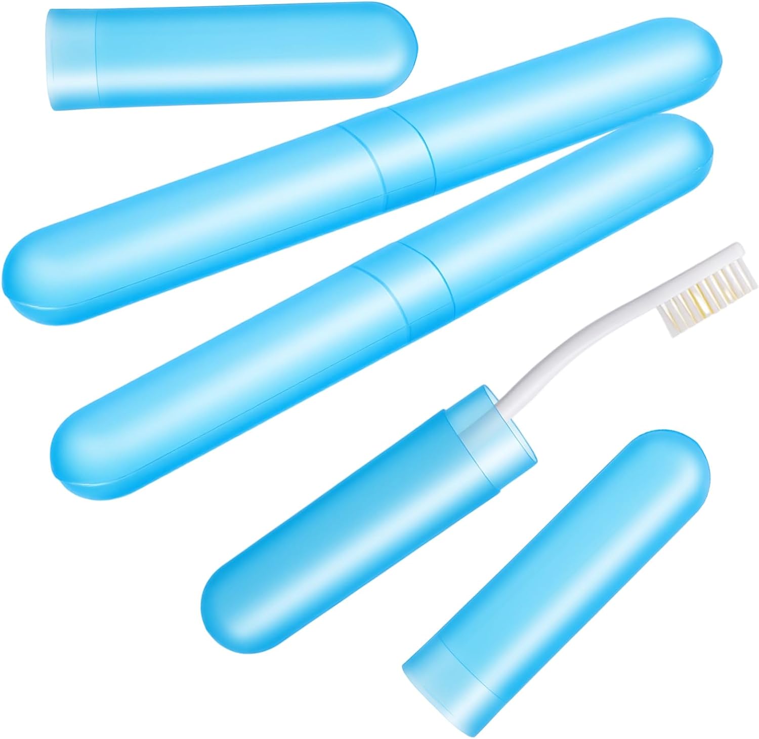 60 Pieces Blue Travel Toothbrush Holders Case Portable Plastic Travel Toothbrush Case Toothbrushes Containers Breathable Toothbrushes Storage Assorted Color for Trip Home Camping Business