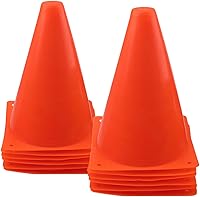 Mirepty 7 Inch Plastic Traffic Cones - Set of 12 Durable Agility Markers for Soccer, Football, Basketball Training Indoor Outdoor