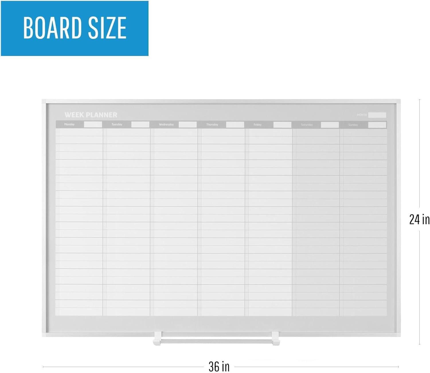 MasterVision Magnetic Dry Erase Weekly White Board Planner, Wall Mounting, Sliding Marker Tray, 24" x 36", Aluminum Frame,Gold