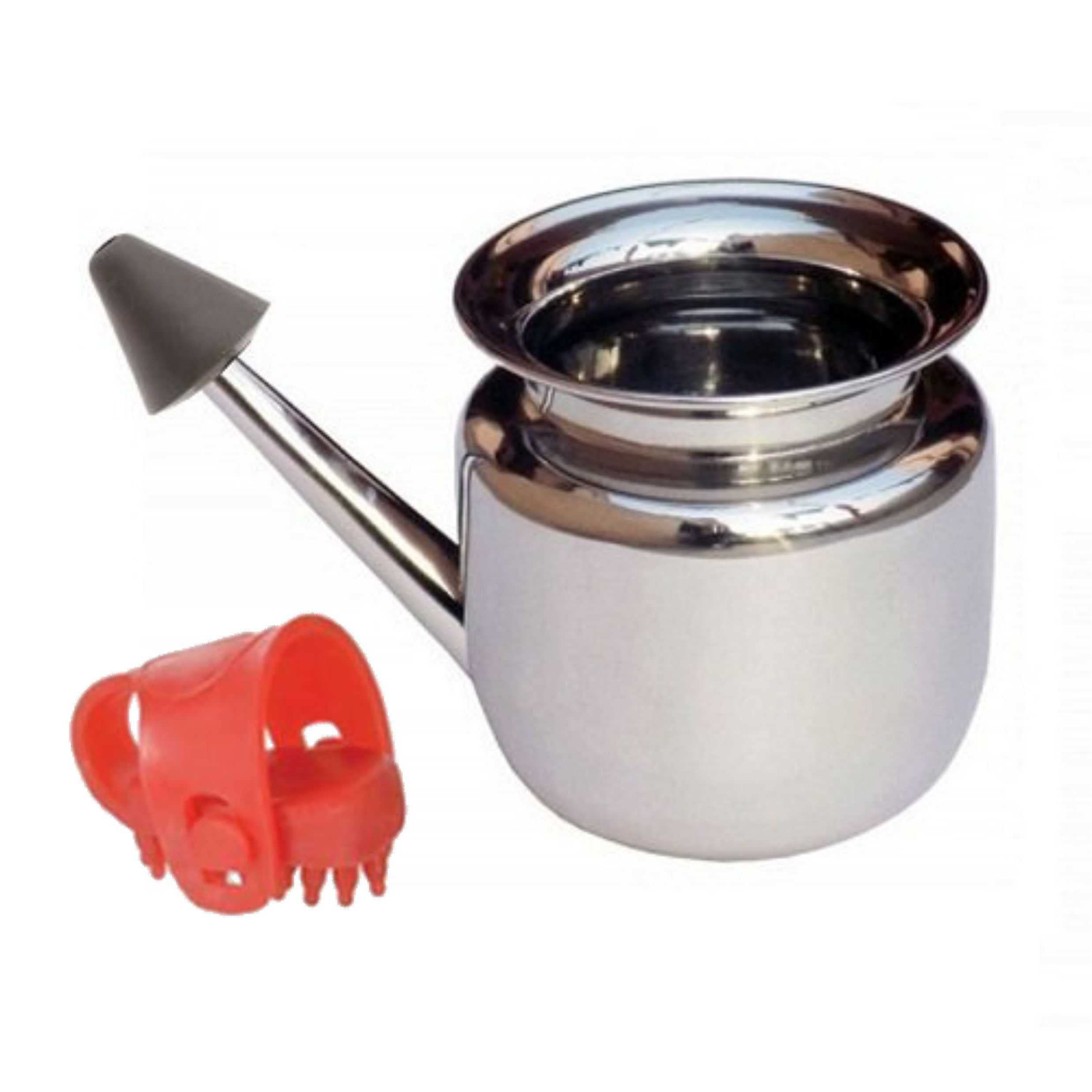 Acupressure Stainless Stell Ayurvedic Jal Neti Pot with special Thumb pad Neti for yoga Nasal Passage for sinus irrigation fitness kit body massager kit