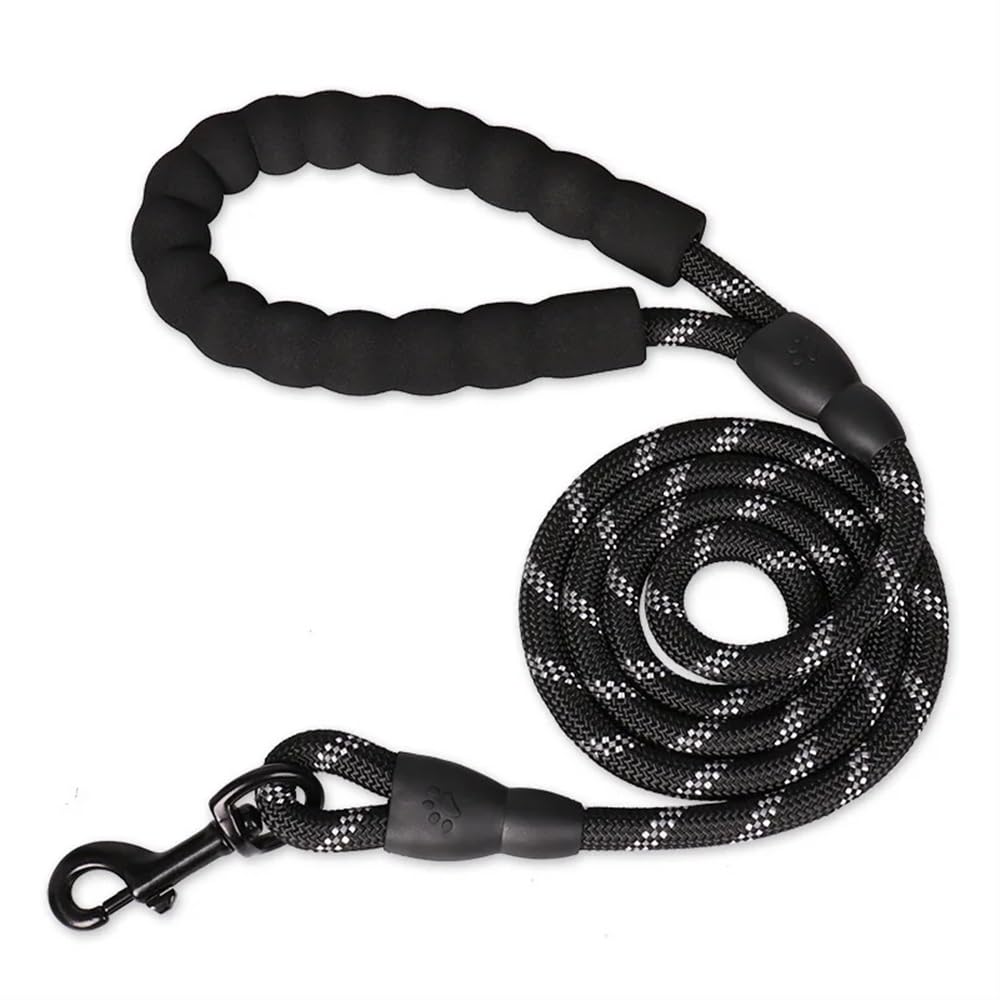 Longe pour chien noire 150cm avec laisse solide à poignée souple