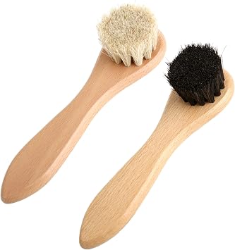 lasuroa 2pcs Baseball Glove Brush, Baseball Glove Scrub Brushes Black White Soft Horse Hair Bristles Cleaning Accessories for Deep Cleans