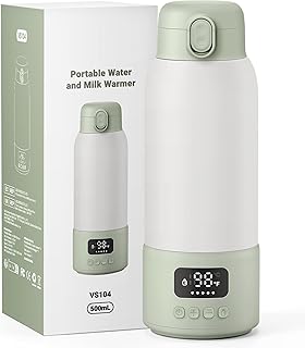 Portable Bottle Warmer for Travel - Baby Bottle Warmer for Breast Milk & Water, Milk Warmer with Fast Heating, 17 Ounces Large Capacity and Long Battery Life for Car Airplane Outdoor (Green)