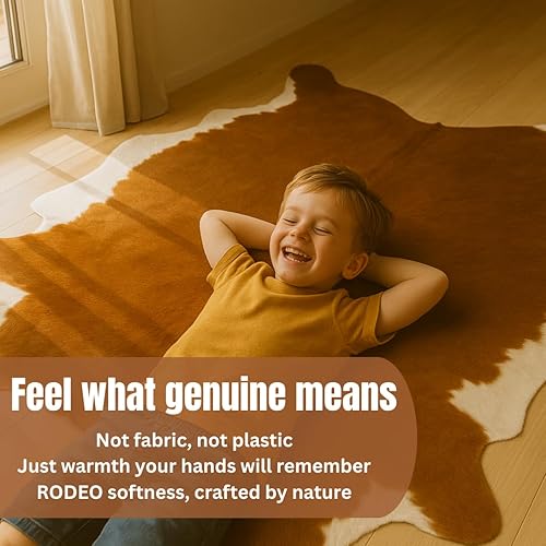 Miniatura 4 de rodeo Hereford - Alfombra de piel de vaca auténtica, grande para sala de estar y dormitorio, alfombras occidentales para un ambiente natural de