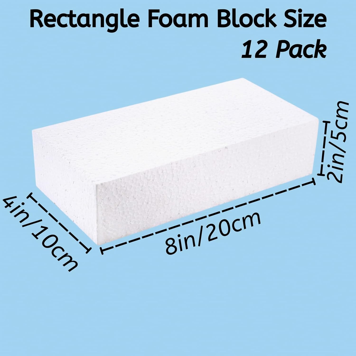 YOUEON 12 PCS Craft Foam Blocks, 8x4x2 Inch White Thick Foam Rectangle Blocks, Polystyrene Bricks for Arts and Crafts, Sculptures, Modeling, Packing, School, Home