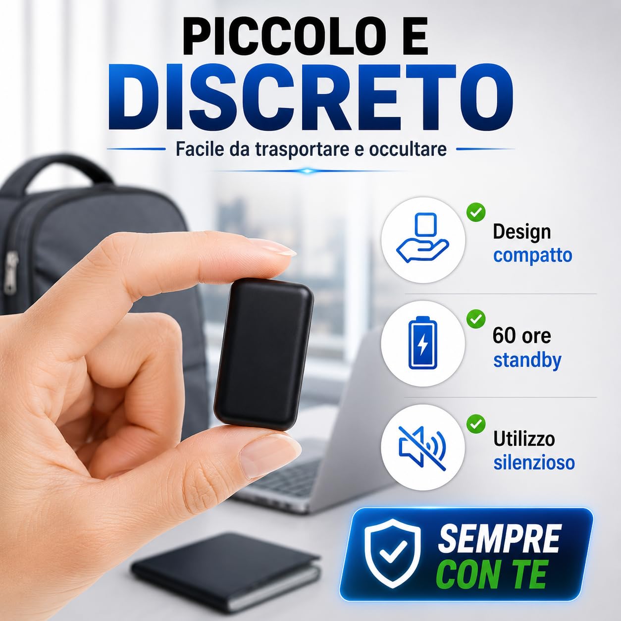Microspia Audio GSM con Registrazione Vocale e Localizzatore GPS 60 Ore in stand- by Ascolto in Tempo Reale, Chiamata Remota con Amplificazione Voce - Antifurto a Lunga Distanza illimitata (M149)