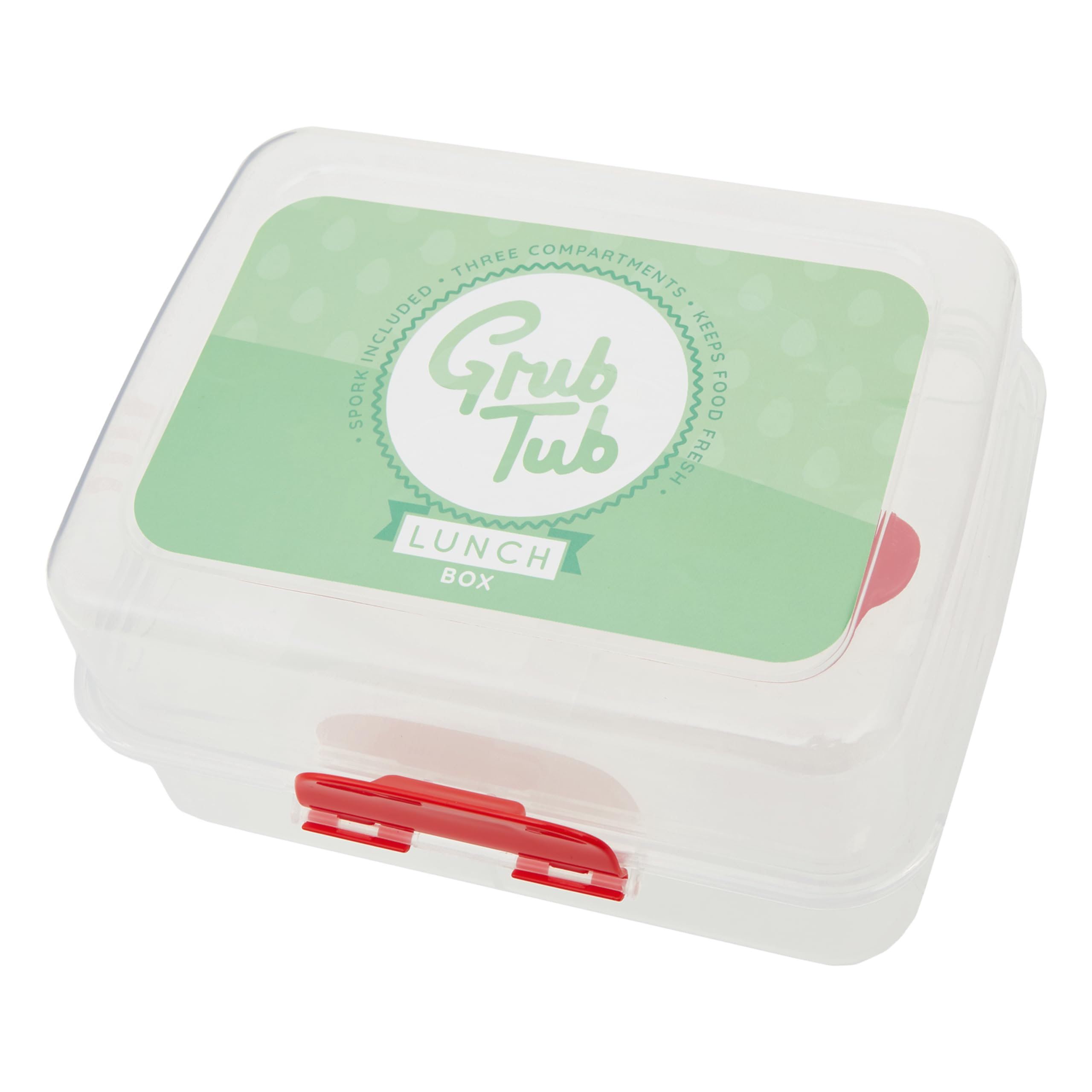 Premier Housewares 3 Compartments Lunch Box, Grub Tub Sticker Tiffin Box With Lock, Lunch Container For Office, Home, Kitchen