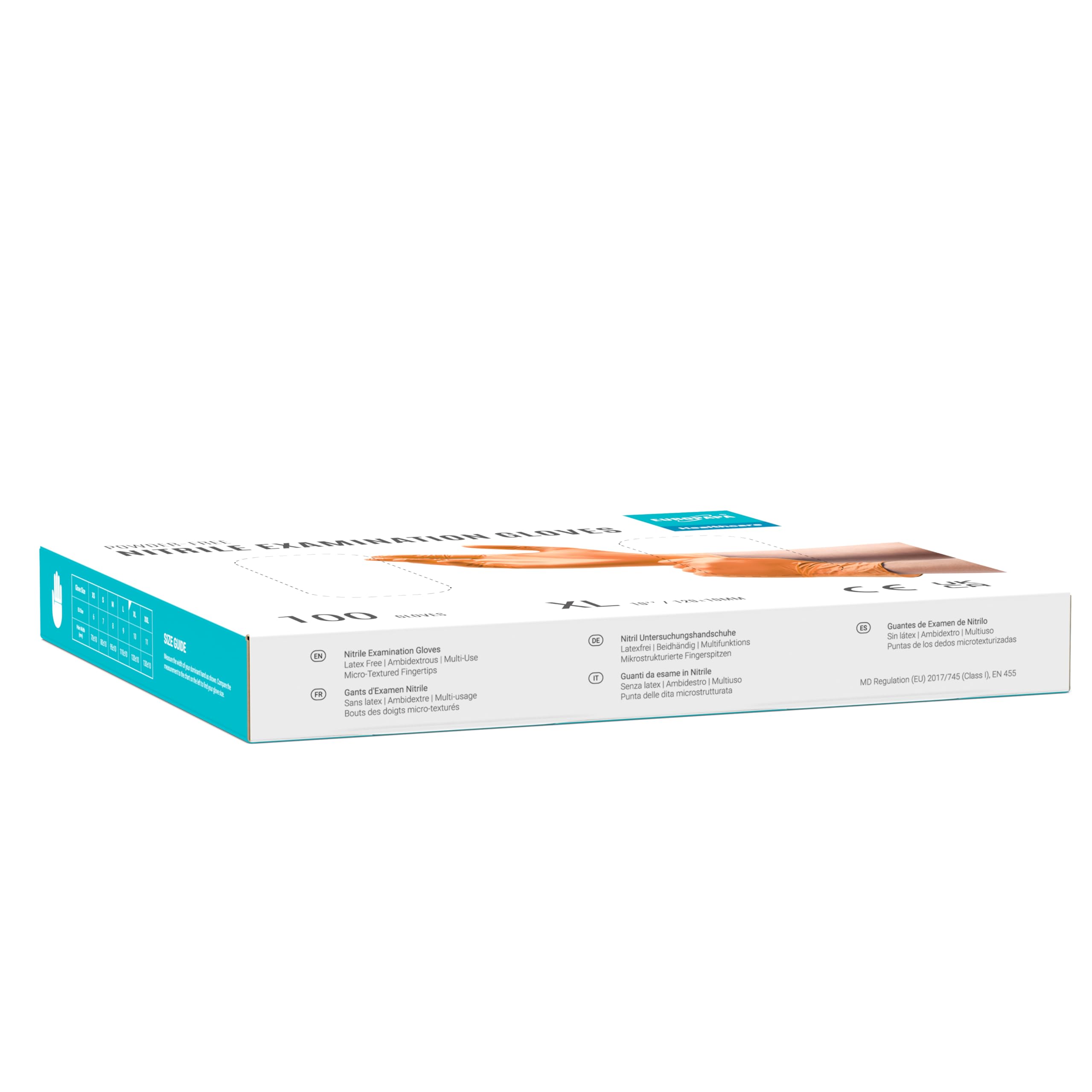 EUROPAPA® 500 x jednorazowe rękawiczki nitrylowe bez talku rękawice badawcze EN455 EN374 bez lateksu rękawiczki jednorazowe rękawiczki dostępne w rozm. S, M, L & XL (pomarańczowy, XL)