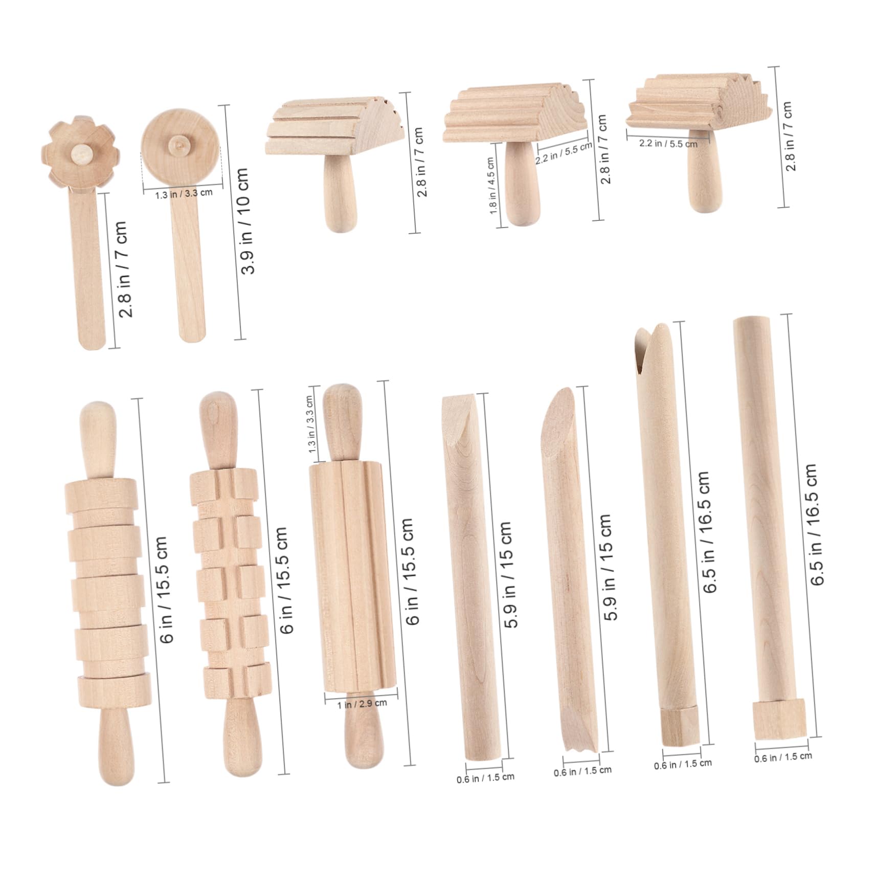 UKCOCO Strumento DIY in Legno per Argilla Ragazzo Ragazza, Set 1 Pezzo | Superficie Liscia senza Bave, Facile da Pulire, Sicuro per Uso Creativo, Colore Beige Naturale