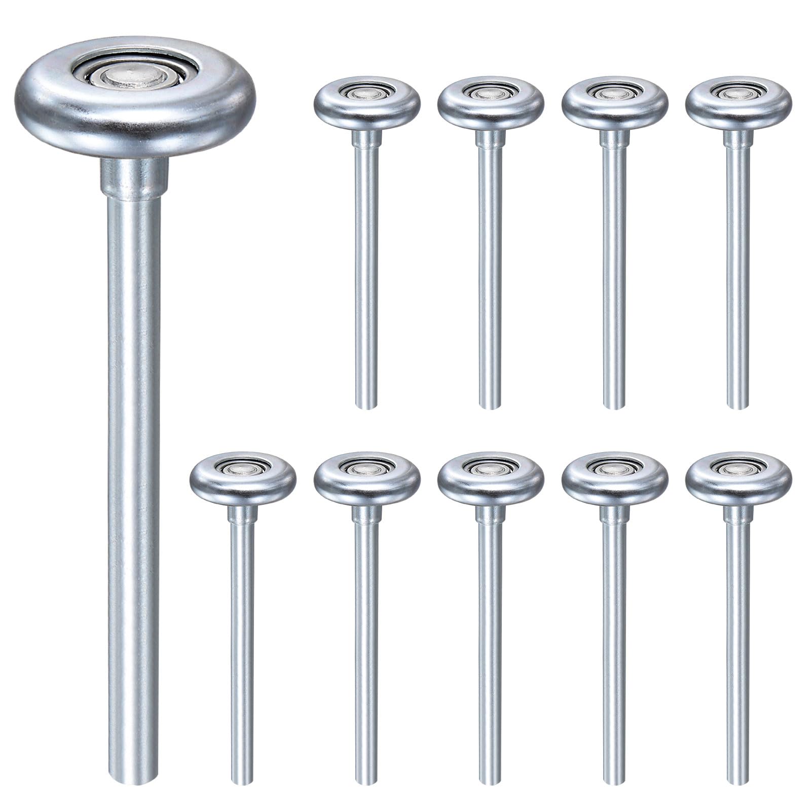 2 Packs 1.8" Steel Garage Door Rollers For 2" Track, 7" Long Stem Roller Wheels Bearing 10 Balls Silver Tone