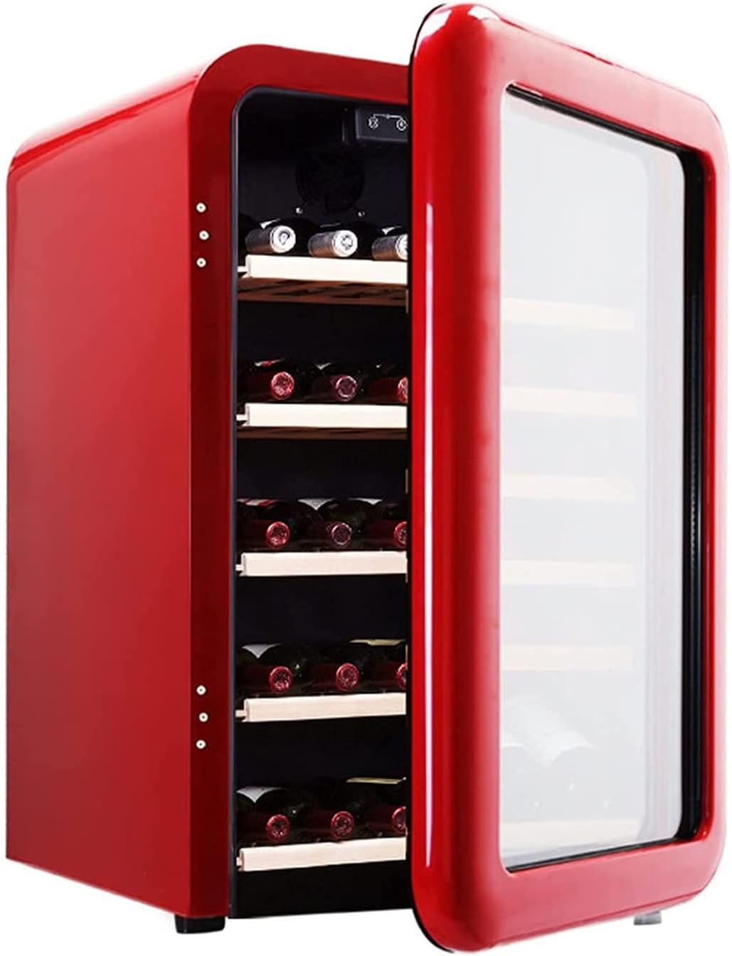Mini Fridge 22" Wine Cooler Refrigerator - 49 Bottle Wine Fridge with Stainless Steel Refrigerator& Double-Layer Tempered Glass Door and Temperature Memory Func