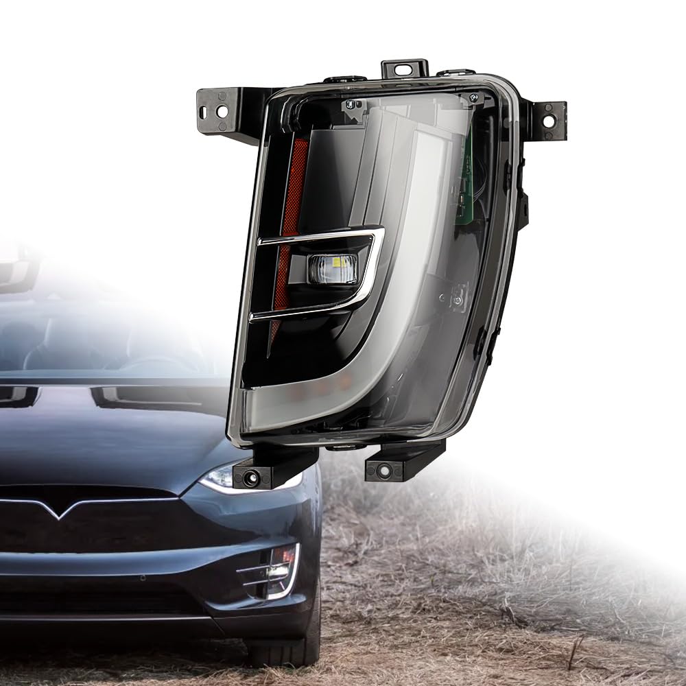 Anzios COB LED DRL Driving Fog Light Indicator Turn Signal Lamp Compatible with Tesla Model X (2015-2021), Left Driver Side 1034326-00-C