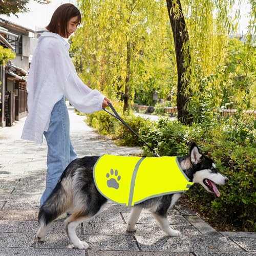 Voarge Reflektierende Sicherheitsweste für Hunde, Hohe Sichtbarkeit, Reflektierende Sicherheitsweste Haustierweste für Nachts im Freien (Gelb, L)