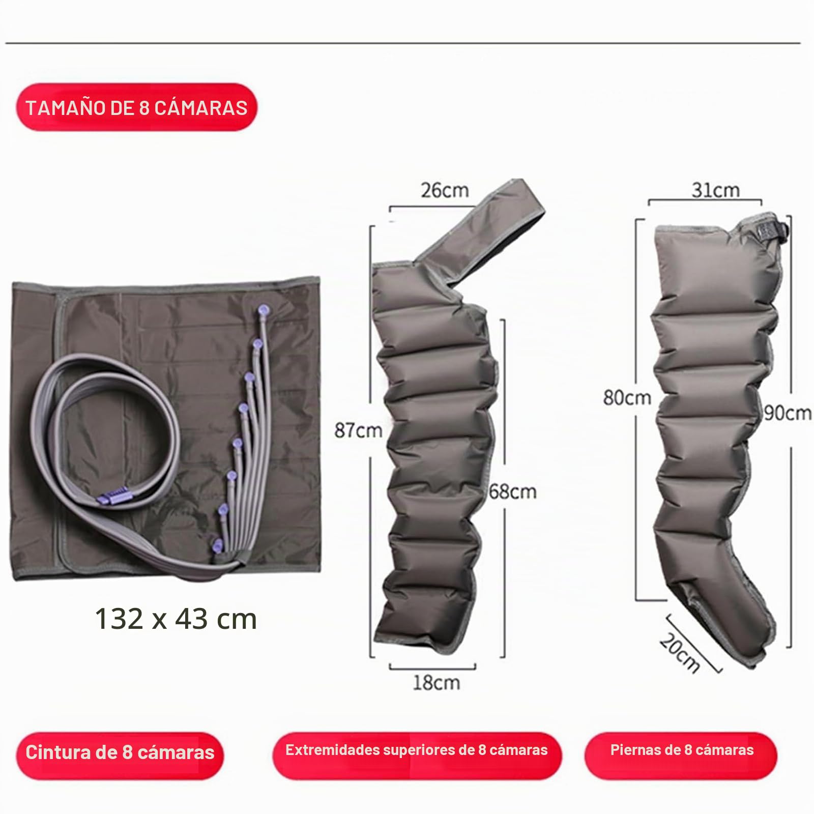 Masajeador Piernas Presoterapia | Botas De Presoterapia Piernas Y Abdomen | 8 Cámaras Maquina De Presoterapia para Casa Abdomen Y Piernas Brazo Profesional, Aparato Presoterapia Cuerpo Completo