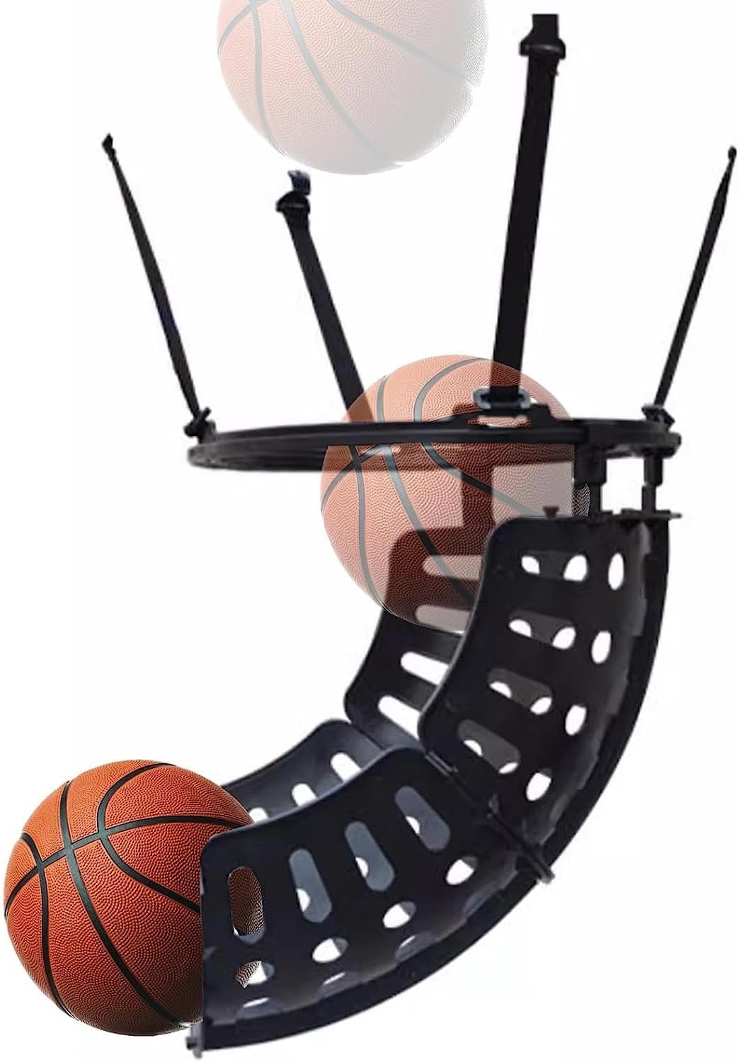 Basketball Hoop Returner Shot Return Apparatus and Easy Setup Ball PP Plastic Trainer 360° Rotating Time-Saving Shooting Form Black