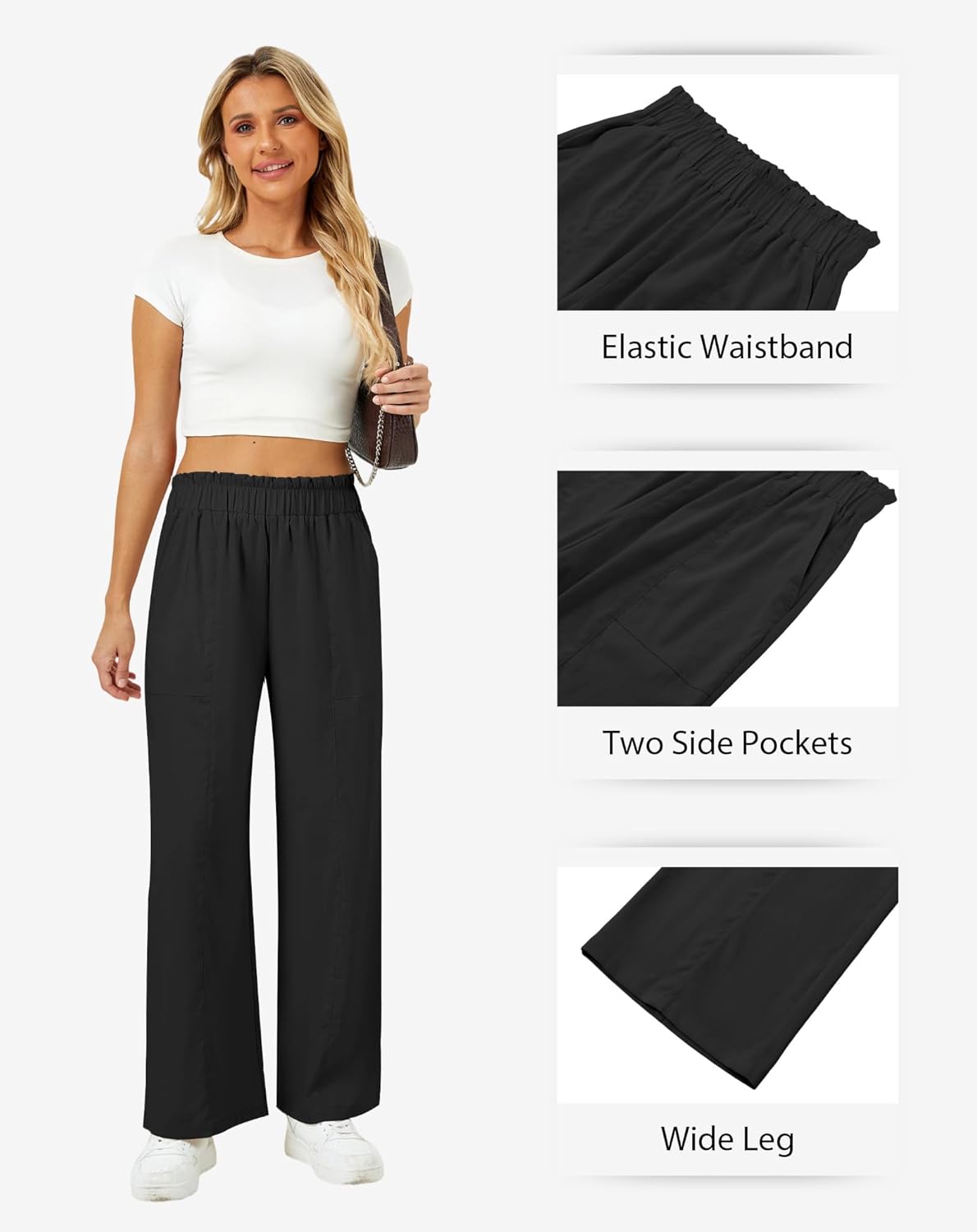 SEMARO Womens Casual Linen Feel Wide Leg Pants High Waist Palazzo Flowy Trousers Beach Vacation Outfits 2025 - Image 4