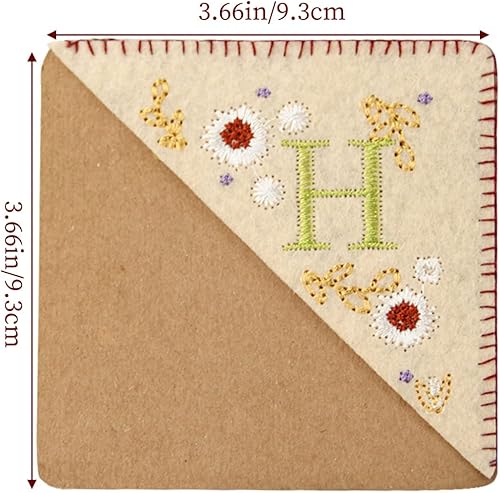 Miniatura 3 de Zuihug Marcador de esquina bordado - Marcadores personalizados de bricolaje con diseño de triángulo de fieltro de 26 letras - Bordado y hecho a mano