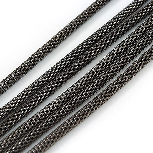 Avalaya Statement 3 Strand Layered Dark Grey Mesh Necklace with Tunnel Detailing - 48cm L/ 6cm Ext - Image 6