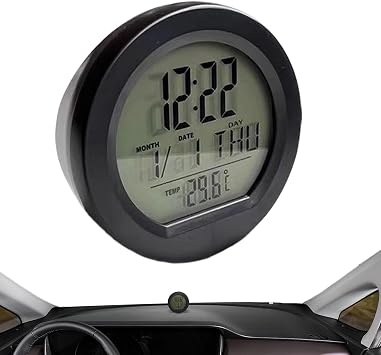 Small Digital Clock | Solar Dash Digital Calendar Clock, LED Display Calendar, Car, Travel, Bathroom, Table, Bedside, Refrigerator, RV, Shop, Stove
