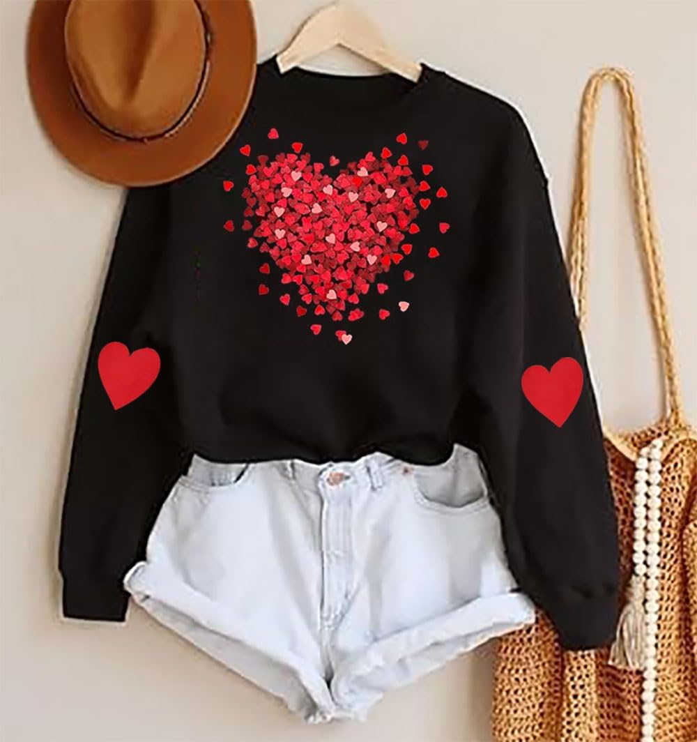 YALUCOR Valentines Day Sweatshirts for Women Valentine Sweatshirt Love Heart Graphic Pullover Tops Casual Tops - Image 5