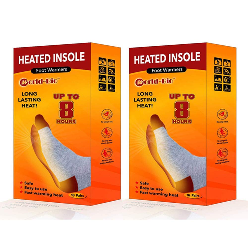 World-BIO Toe Warmers Adhesive 7/10/12/15 Pairs - Long Lasting Safe Natural Odorless Air Activated Warmers Up to 8 Hours of Heat - Heated Insoles Toe Foot Warmers Keep Foot Warm in Chill Winter