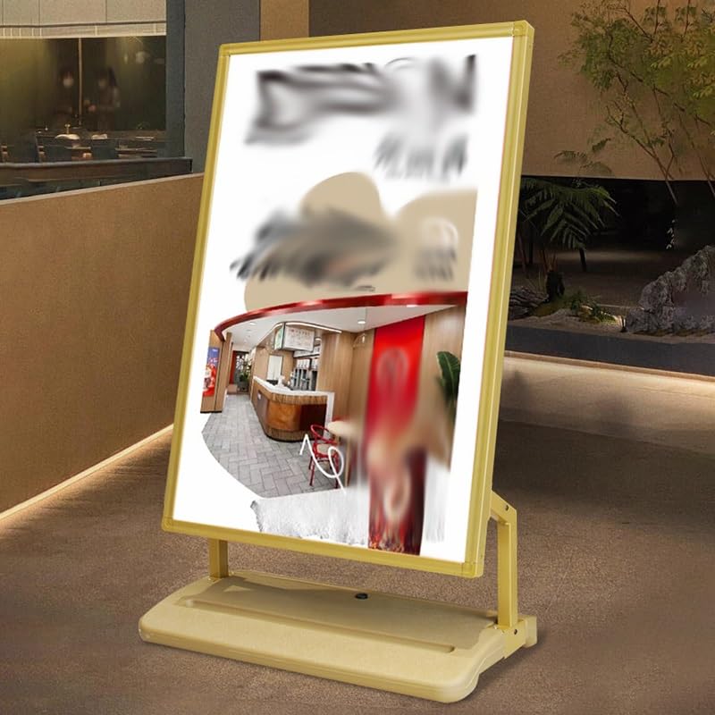 Soporte Para Carteles, Portacarteles Pie Con Base Rellenable Agua, Soporte Suelo Para Avisos Y Señalización Para Bodas Y Exposiciones(Gold-60x90cm)