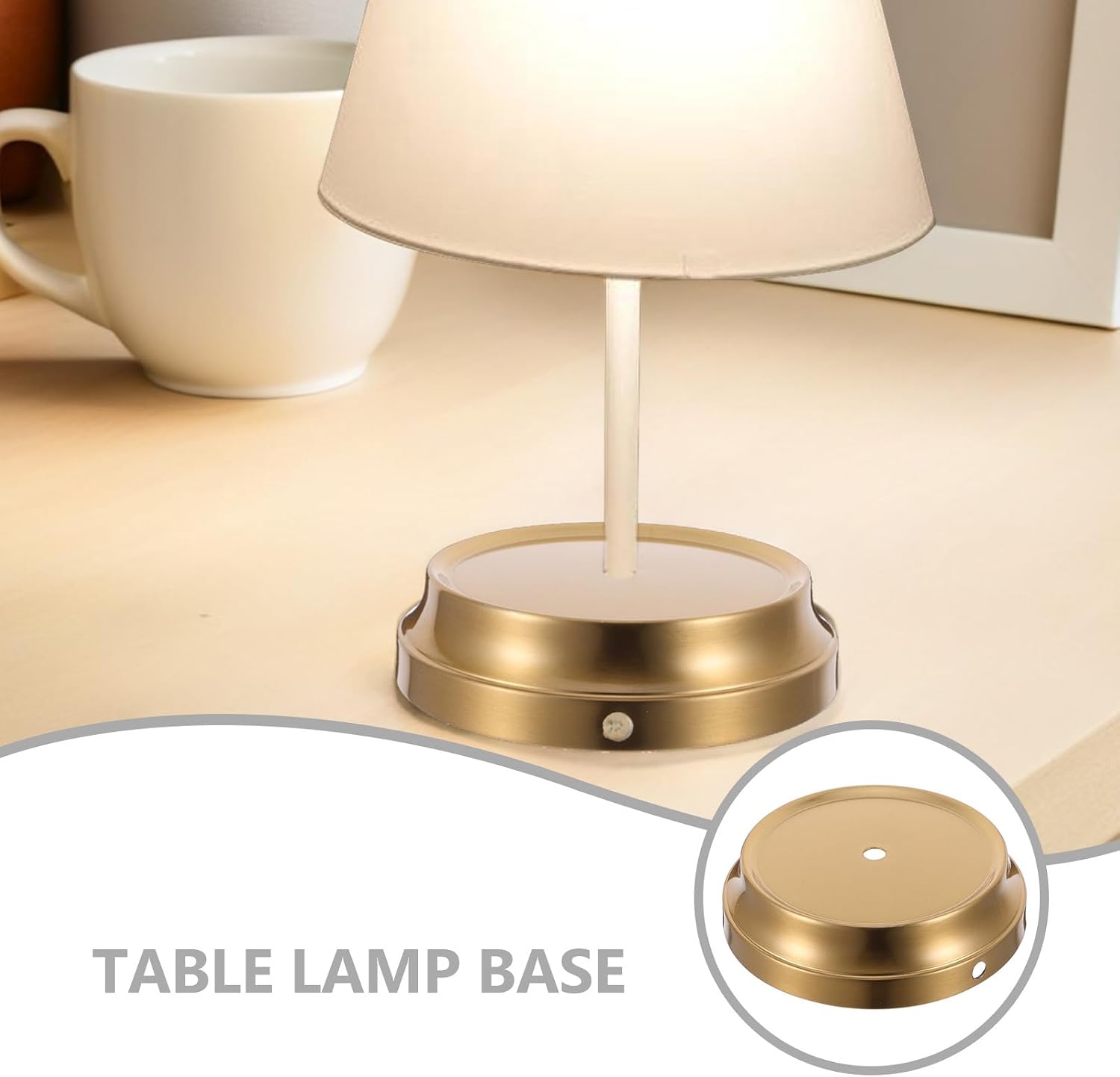Levemolo 2pcs Lamp Base Only - Decorative Concave Metal Table Lamp Base - Retro Gold Color Iron Chassis for Desk Lighting for Living Room Use