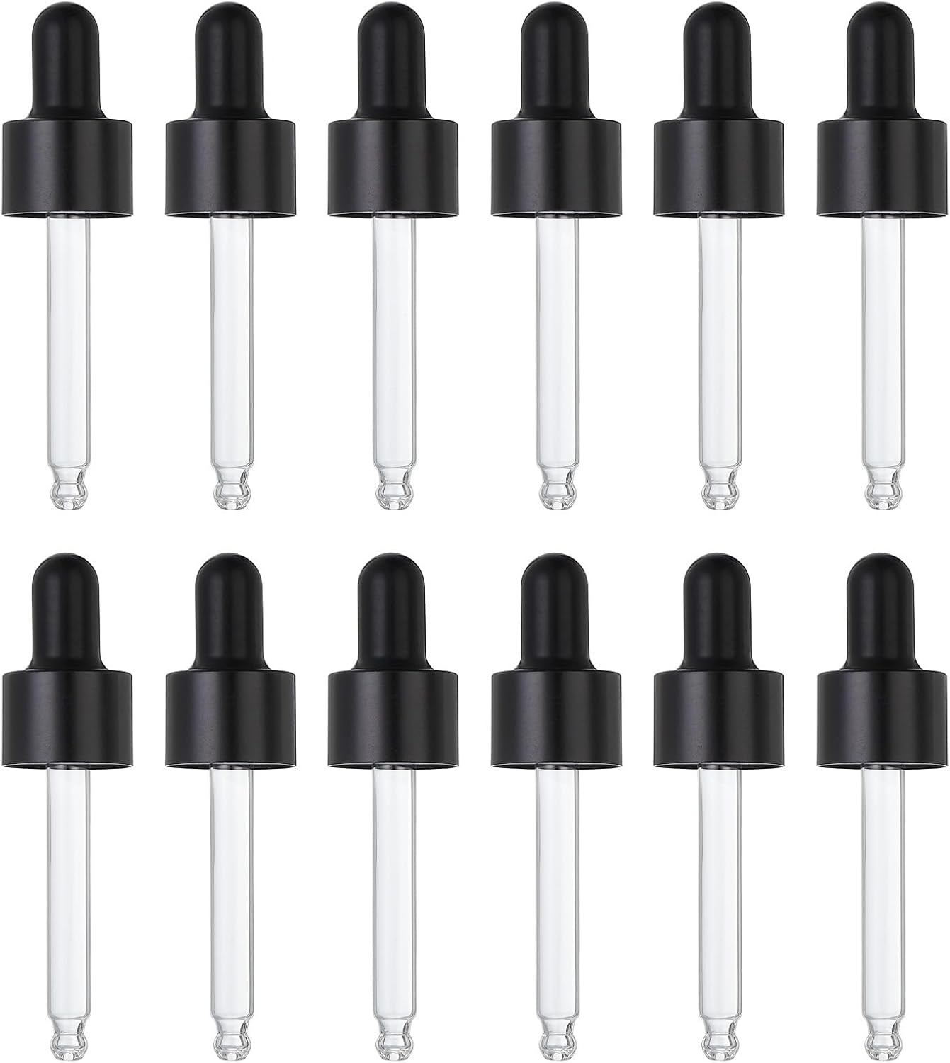 PATIKIL Glass Eye Dropper Caps, 12 Pcs Anodized Aluminum Glass Dropper Closure Top for 15ml(1/2oz) Essential Oils Bottle, Perfume, Lab Experiments, Black