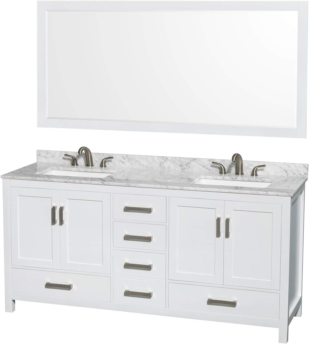 Sheffield 72 Inch Double Bathroom Vanity In White