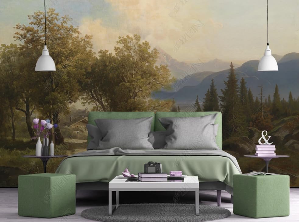 Papier peint intissé paysage forestier vintage pour une ambiance nature au salon