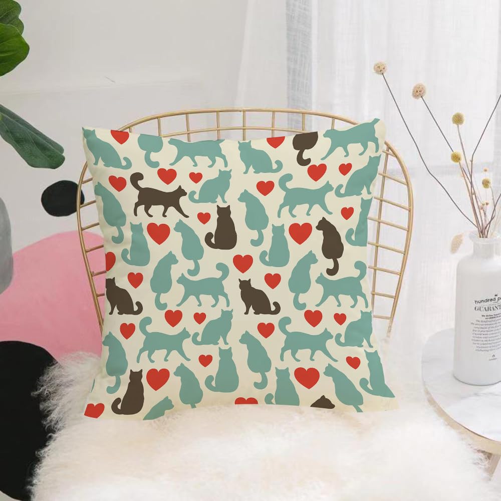 Hyosxw Seamless Pattern With Cat. Vector Silhouette - A10 Cushion Cover,Throw Pillow Case Home Decorative For Living Room Bedroom Sofa Chair 18X18 Inch,Seamless Pattern With Cat. Vector Silhouette,Pillowcase 45X45cm