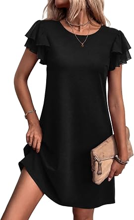 oten Womens Summer Ruffle Short Sleeve Dress