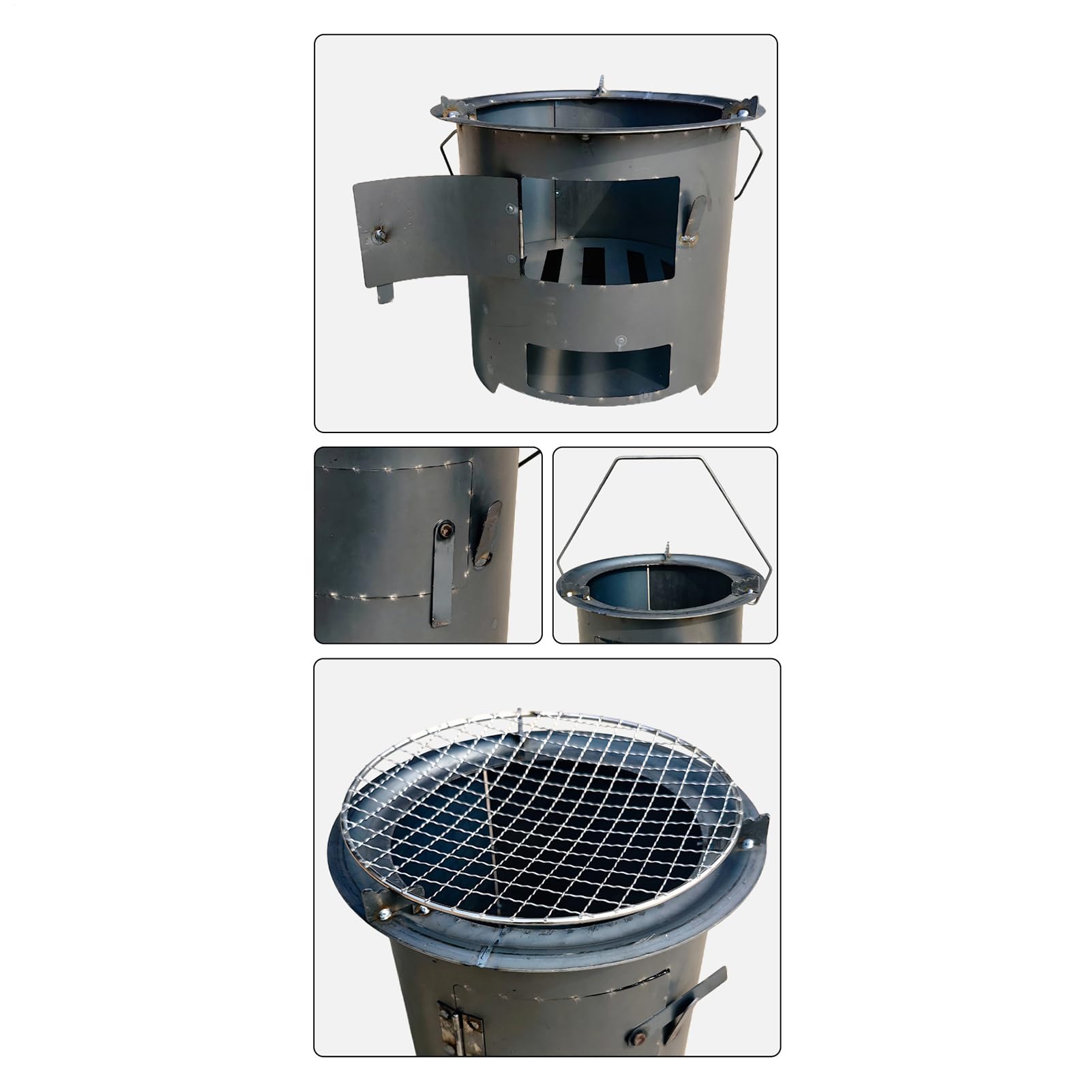 Estufa De Leña | Cocina Portátil para Exterior con Parrilla y Tenazas,Estufa de Leña para Exterior,para Preparación de Emergencia Supervivencia Senderismo Caminata y Viajes en Autocaravana