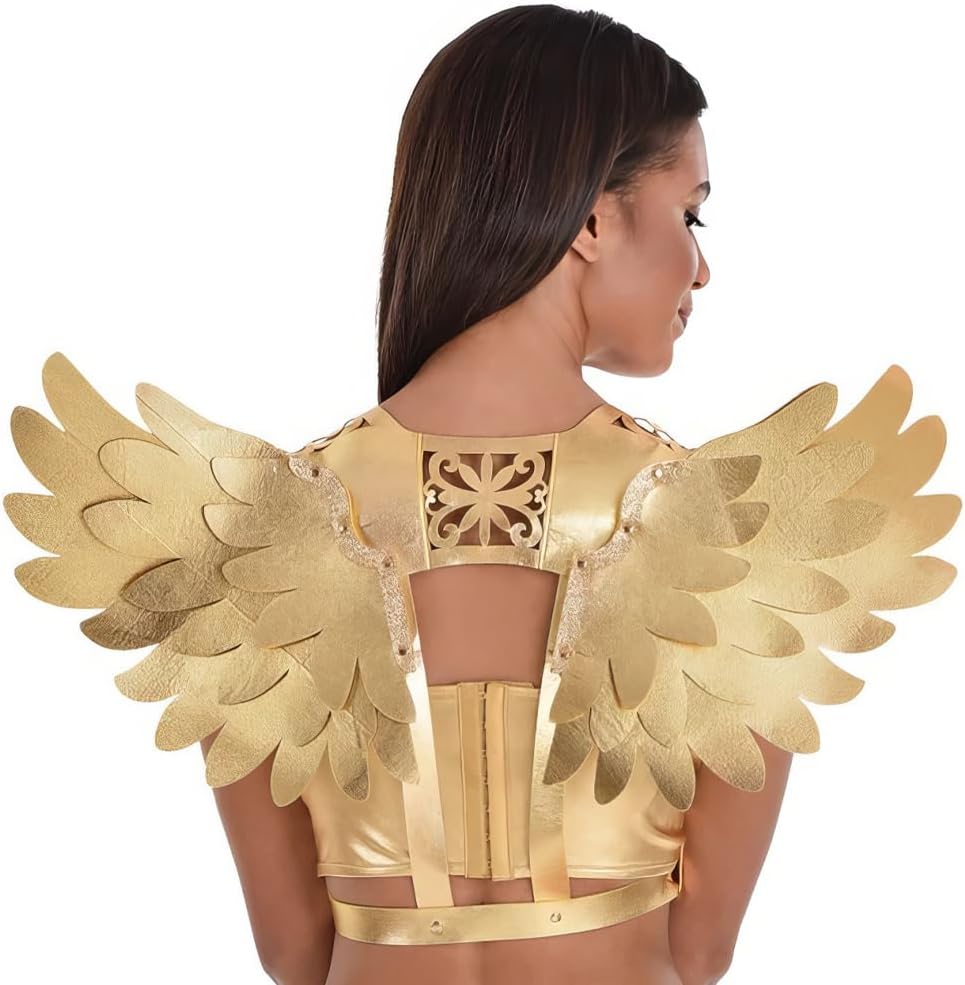 Gold Club Wings - 26" x 18" (1 Piece), Ideal for Fantasy Enthusiasts, Perfect for Cosplay & Costume Parties