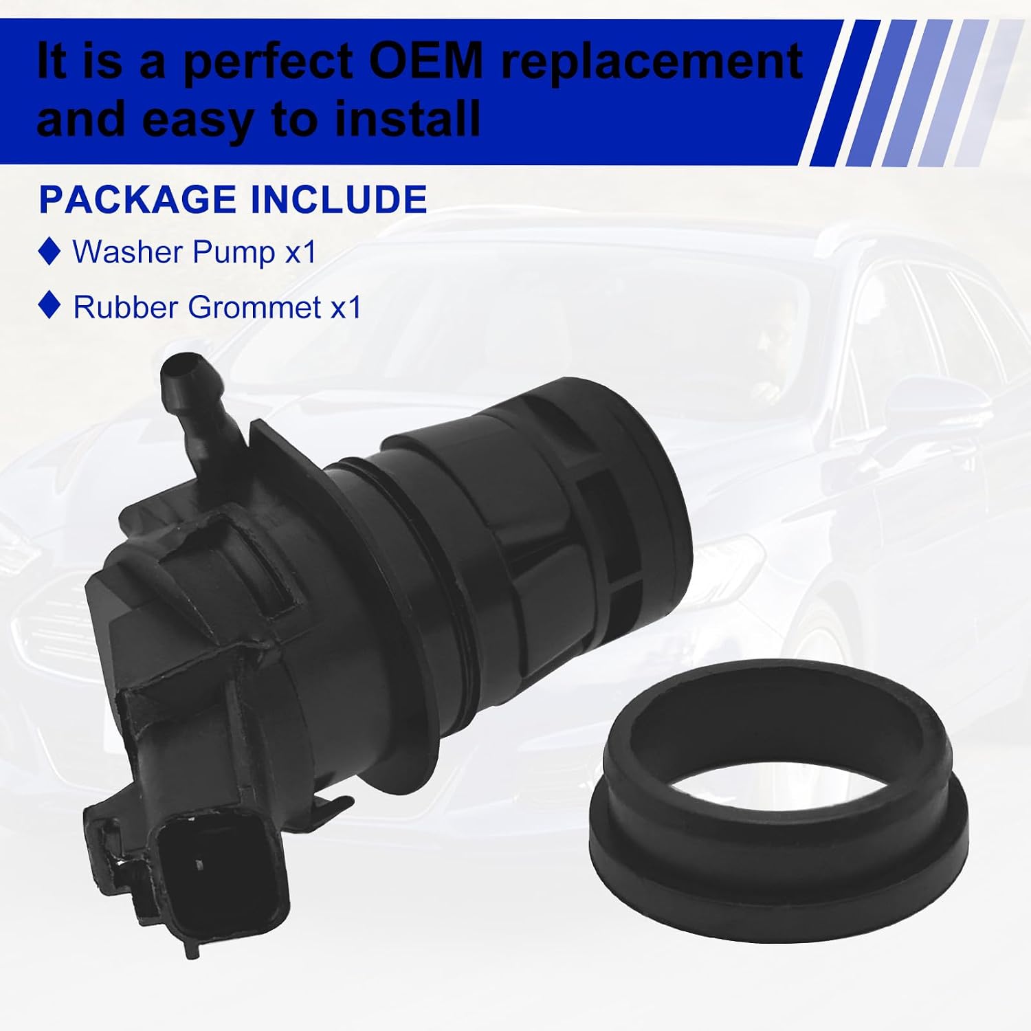 Windshield Washer Pump with Rubber Grommet 12V for Toyota Honda Lexus Mazda Lincoln Scion Nissan Ford Mercury 85330-60190 85330-AE010 85330-60180 85330-21010