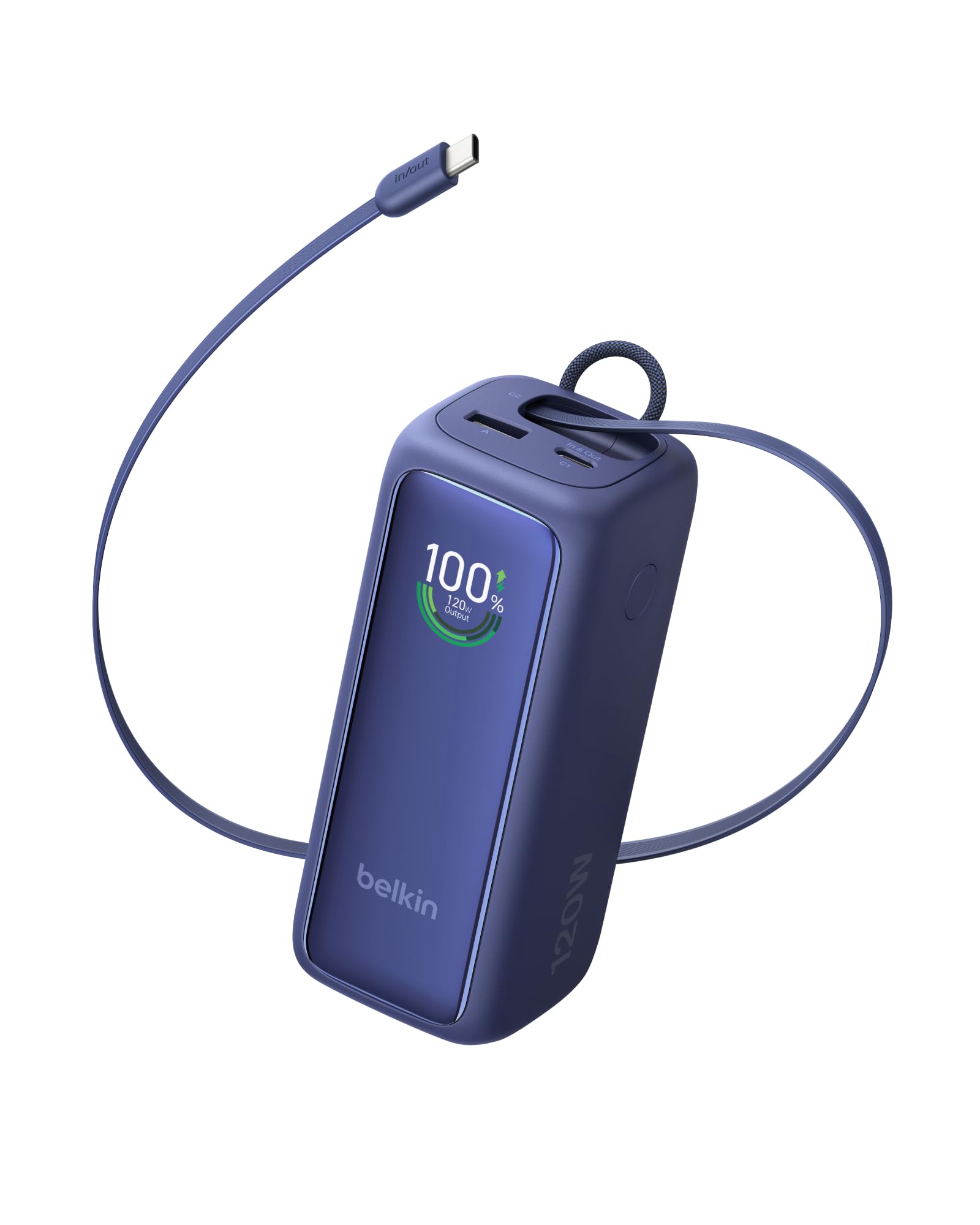 Belkin UltraCharge Batterie Externe 22000mAh, 120W, câble USB-C rétractable