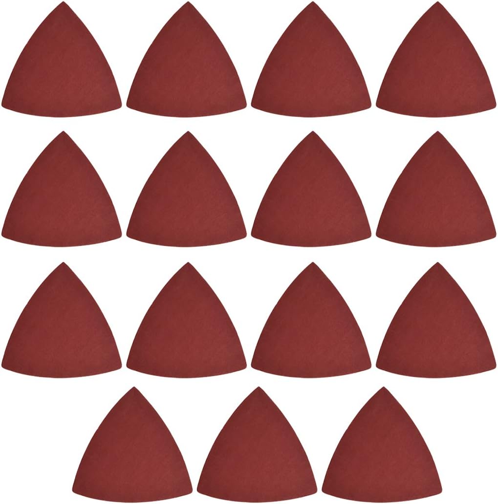 uxcell Detail Sander Sandpaper, Triangular Sanding Paper, Hook and Loop Sanding Pads, Triangle Oscillating Multi Tool, 40 Grits 15pcs