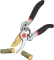 DELIXITool 9.25" Heavy Duty Pruning Shears - SK5 Steel Teflon-Coated Bypass Clippers, 1" Cut Capacity, 2.17" Jaw for Gardens, Shrubs & Trees