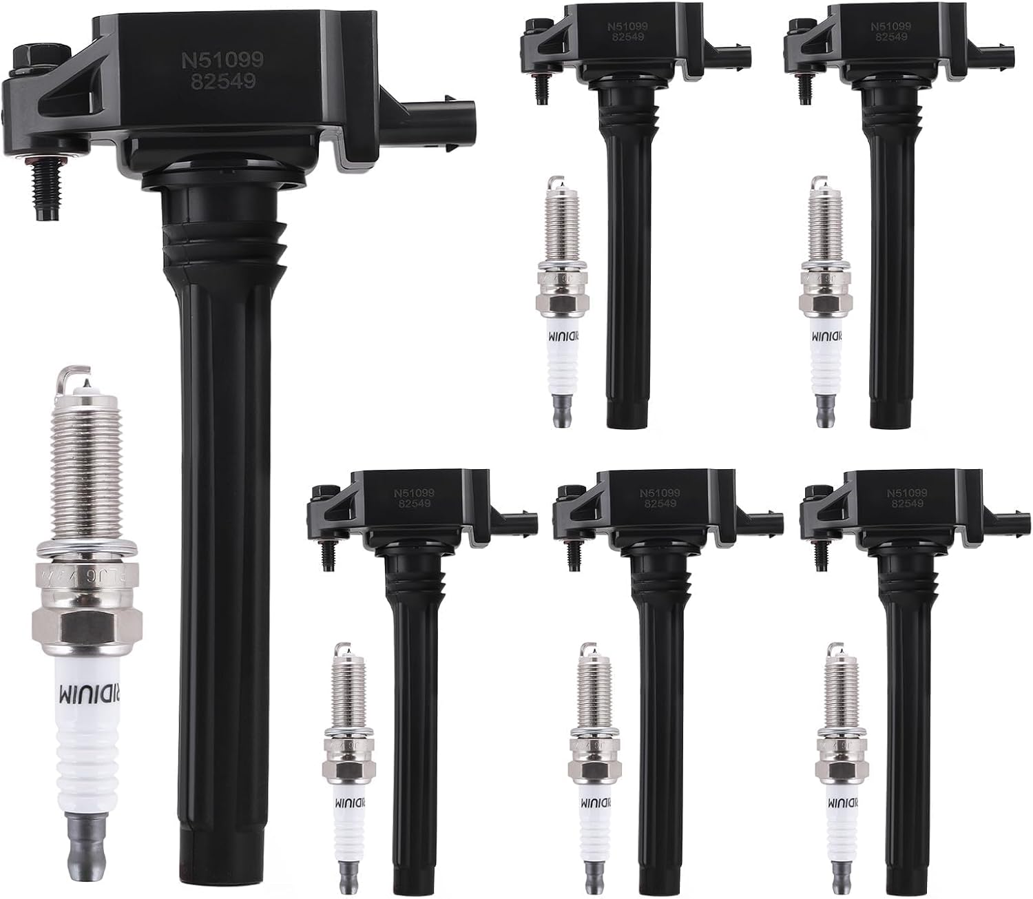 BDELI Ignition Coil Pack UF648 and Iridium Spark Plug 97390 Compatible with Jeep Grand Cherokee 2011-2015 Jeep Wrangler Dodge Charger Grand Caravan 2016 Chrysler 200 300 Jeep Coil Pack 3.6L Set of 6