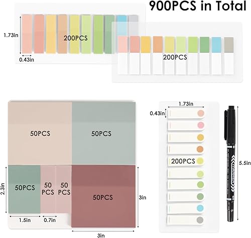 Miniatura 2 de 900 hojas de notas adhesivas transparentes de 3 x 3 pulgadas, marcadores de página Morandi pastel para anotar libros, diario bíblico, estética,