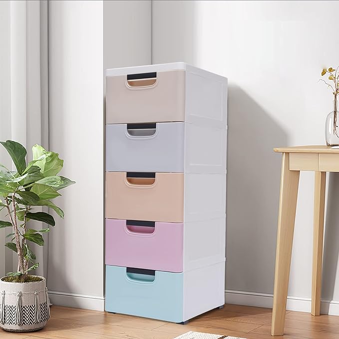 Plastic Narrow Drawers Storage 5 Drawer Stackable