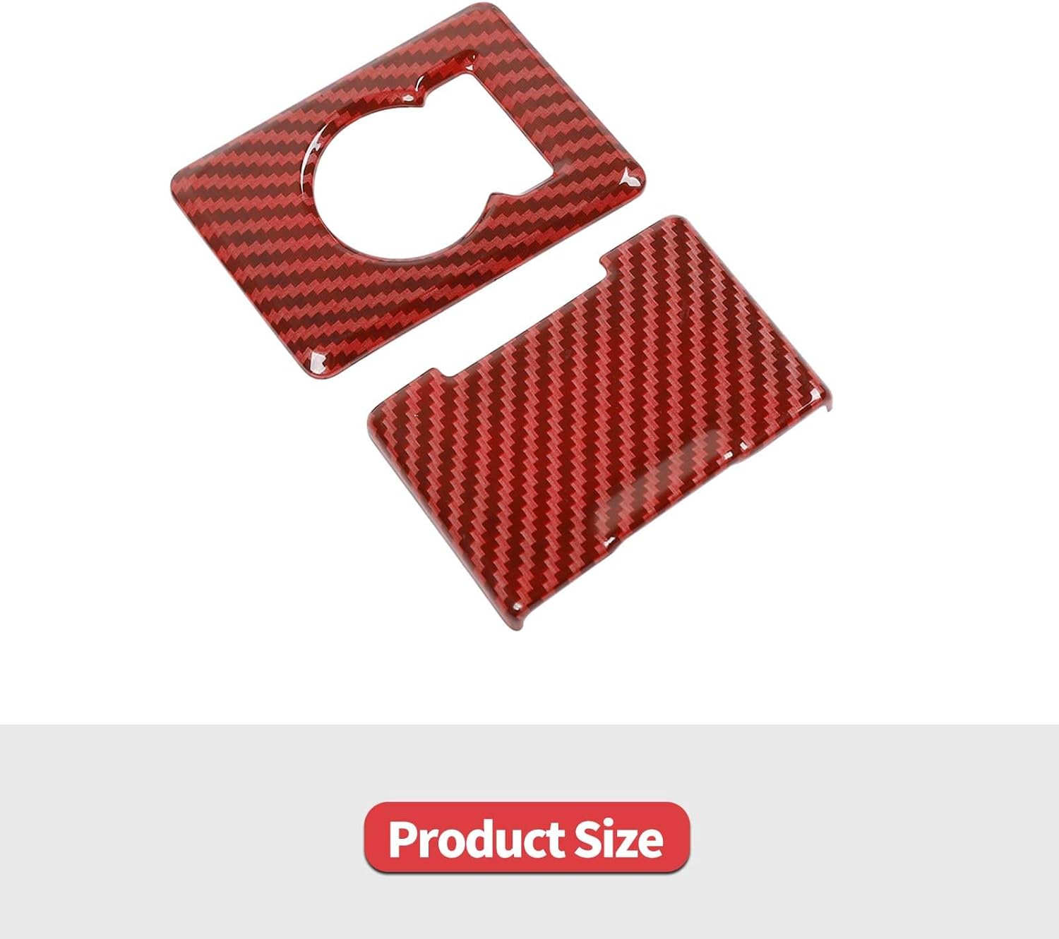 Jimen Fit for Ford F150 2015-2020, 2PCS 4WD Four Wheel Drive Switch Frame & Center Console Power Outlet Cover Trim (Red Carbon Fiber)