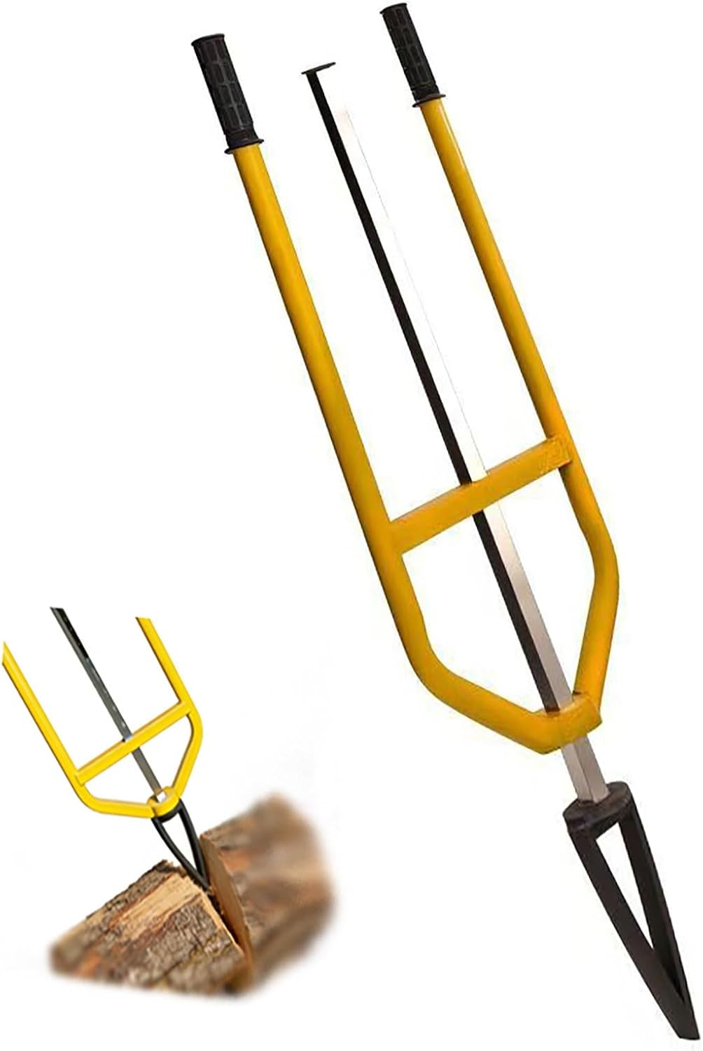 Portable Manual Firewood Splitter, Heavy-Duty Inertia Wood Splitter Tool with Ergonomic & Non-Slip Grip, Slide Splitting with Hardened Steel Tip, Handles Various Wood Types and Uses