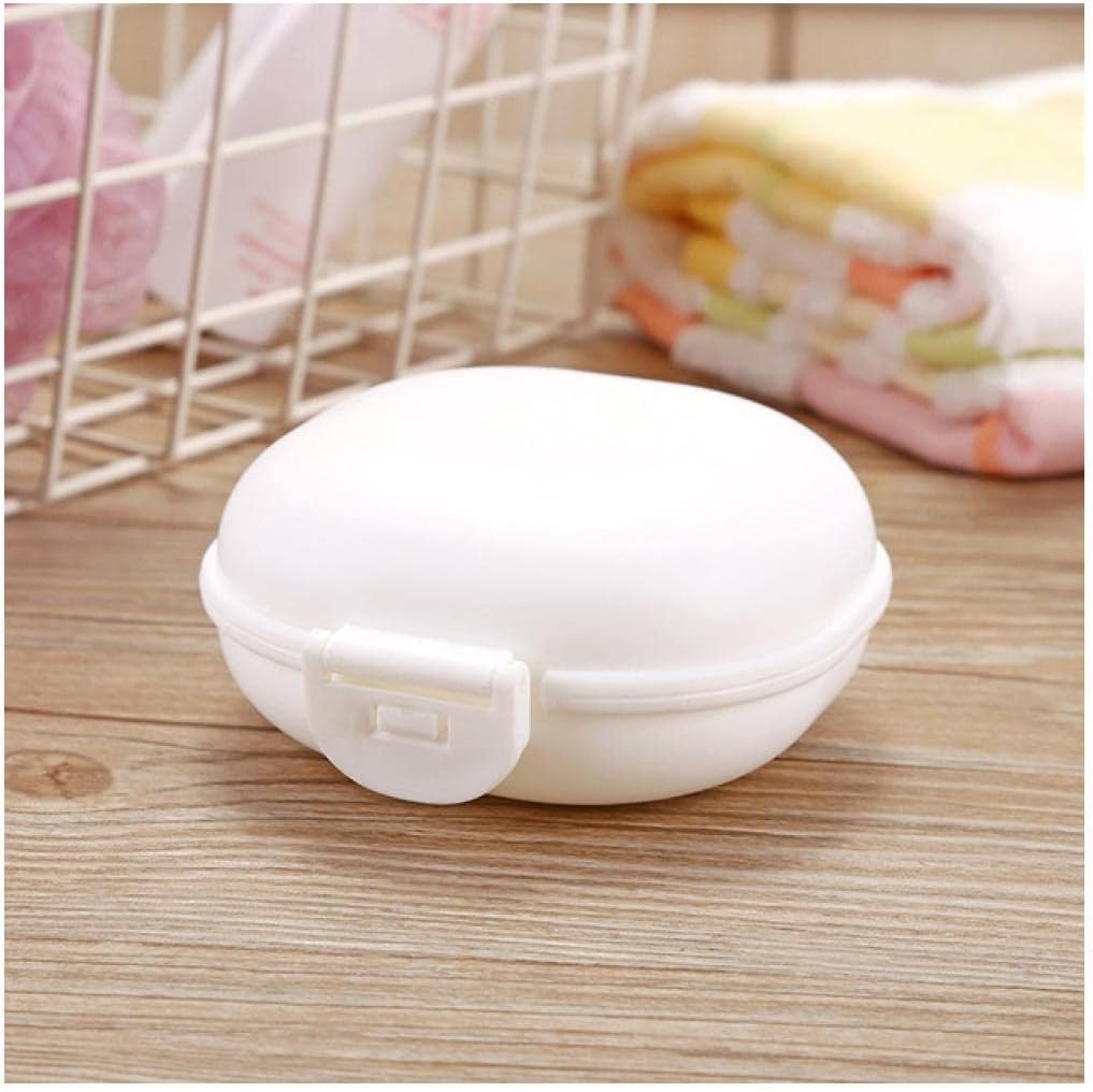 soap dish， Holder Plastic with Lid Soap Box Dish Plate Case Shower for Home Camping Travel(M)