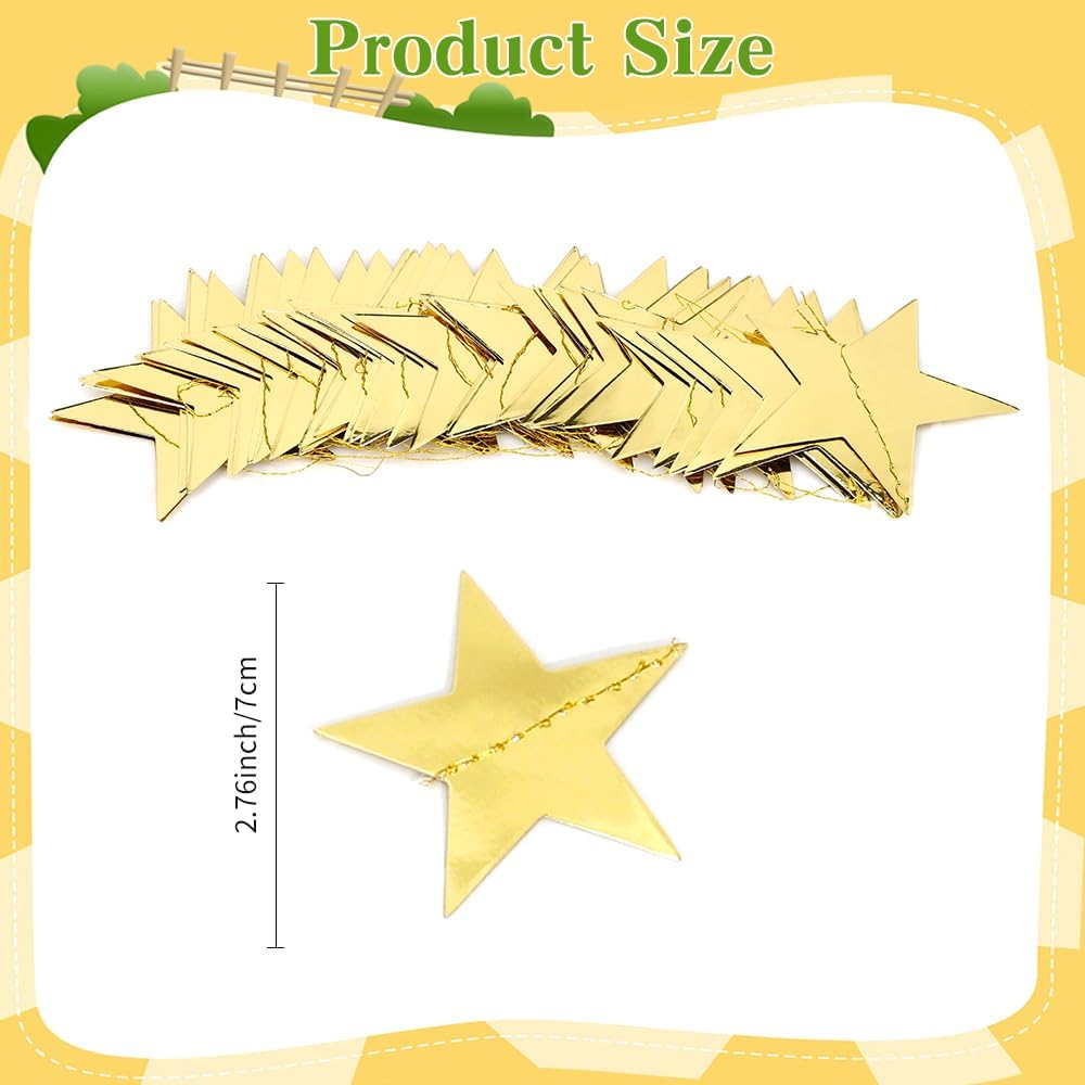 Star Garland, Gold Star Garland Banner, 10PCS 132 Feet Double Side Star Hanging Bunting Banner Backdrop Little Star Paper Hanging Decor for Birthday Wedding Christmas Graduation Party Decorations